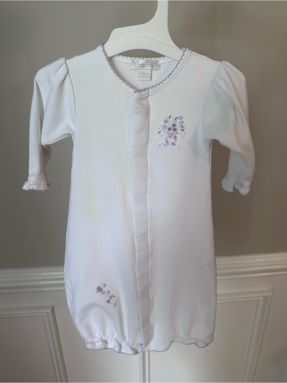 Kissy Kissy Premier Lavender Flower Converter Gown size Newborn